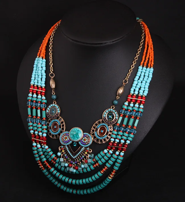 Fashion Bohemia Ethnic Style Handmade Necklaces Multilayer Beads Chains Necklace Women Jewelry Gifts