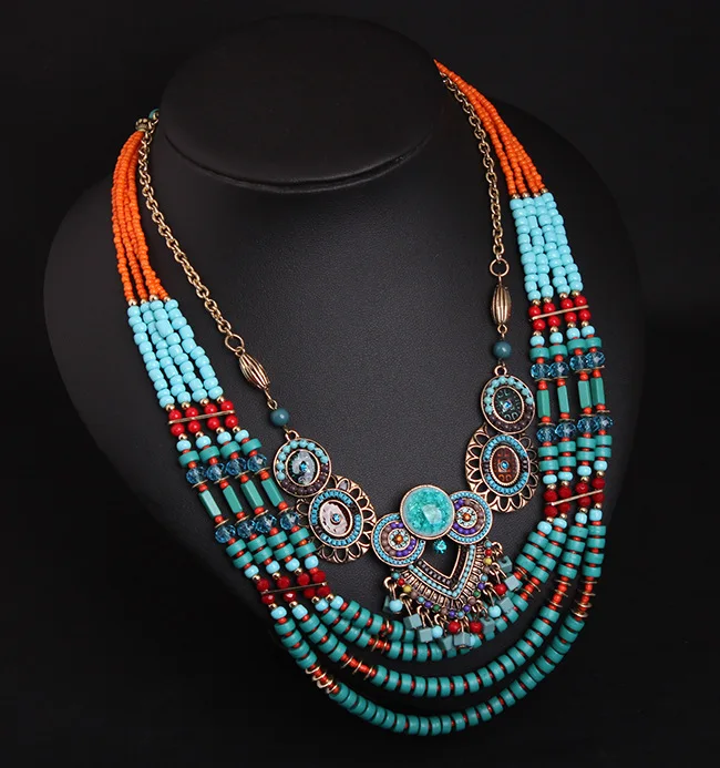 Fashion Bohemia Ethnic Style Handmade Necklaces Multilayer Beads Chains Necklace Women Jewelry Gifts
