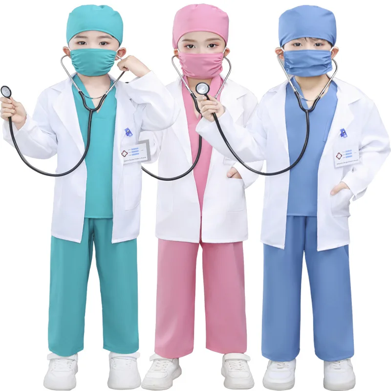 Children’s Doctor Nurse Costume Set Role-Play Pretend Uniform Preschool Education School Performance Outfit for Kids
