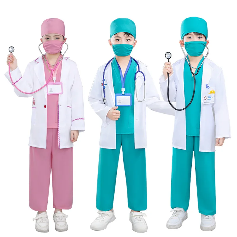 Children’s Doctor Nurse Costume Set Role-Play Pretend Uniform Preschool Education School Performance Outfit for Kids