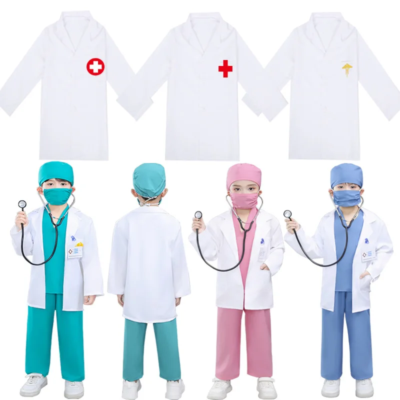 Children’s Doctor Nurse Costume Set Role-Play Pretend Uniform Preschool Education School Performance Outfit for Kids