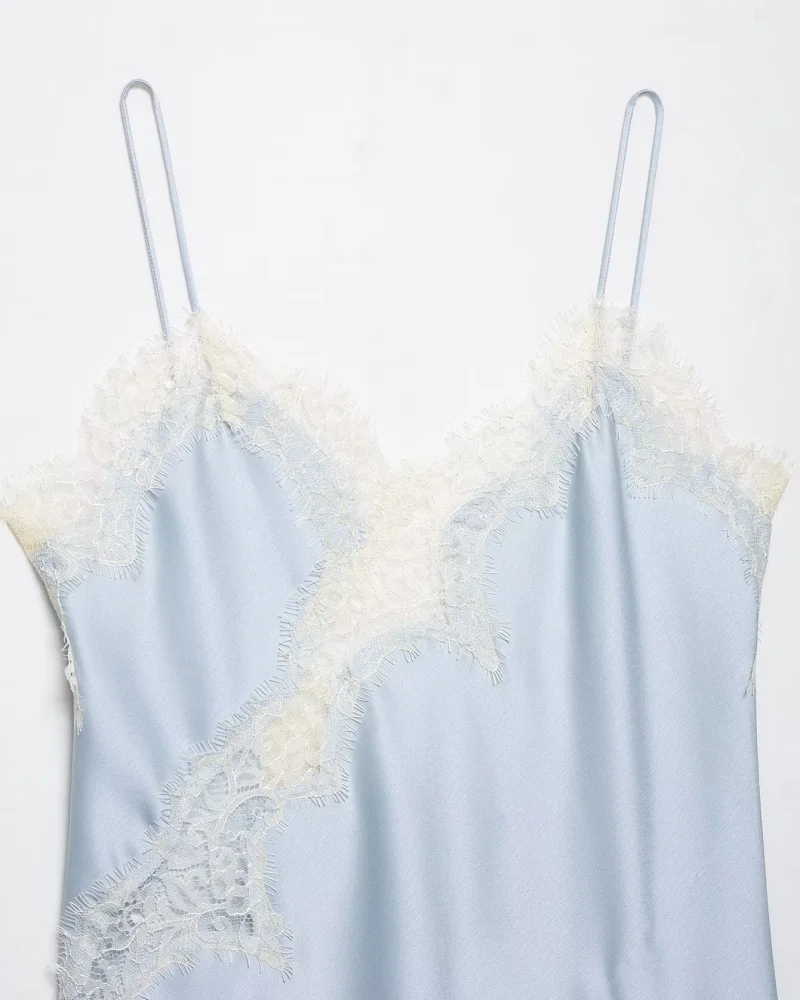 Women's Summer Asymmetrical Hem Lace Trim Cami Top, Sleeveless V Neck Satin Camisole, Casual Daily Wear Multiple Colors