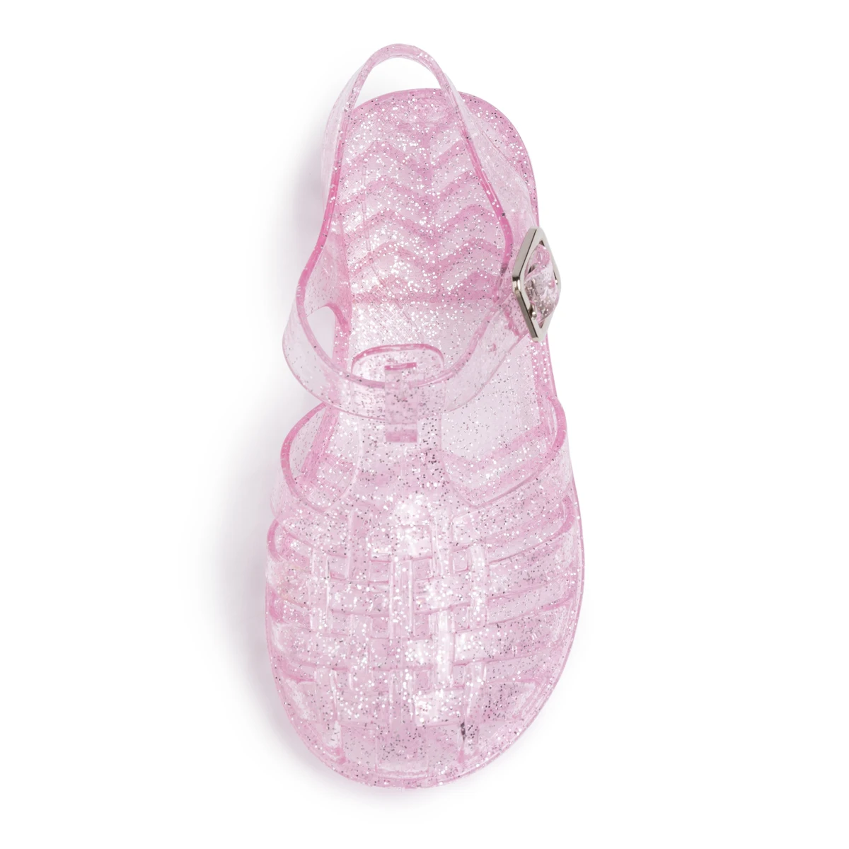 Girls Glitter Jelly PVC Sandals Toddler Little Kids Buckle Closure Retro Woven Cut-Out Summer Beach Shoes