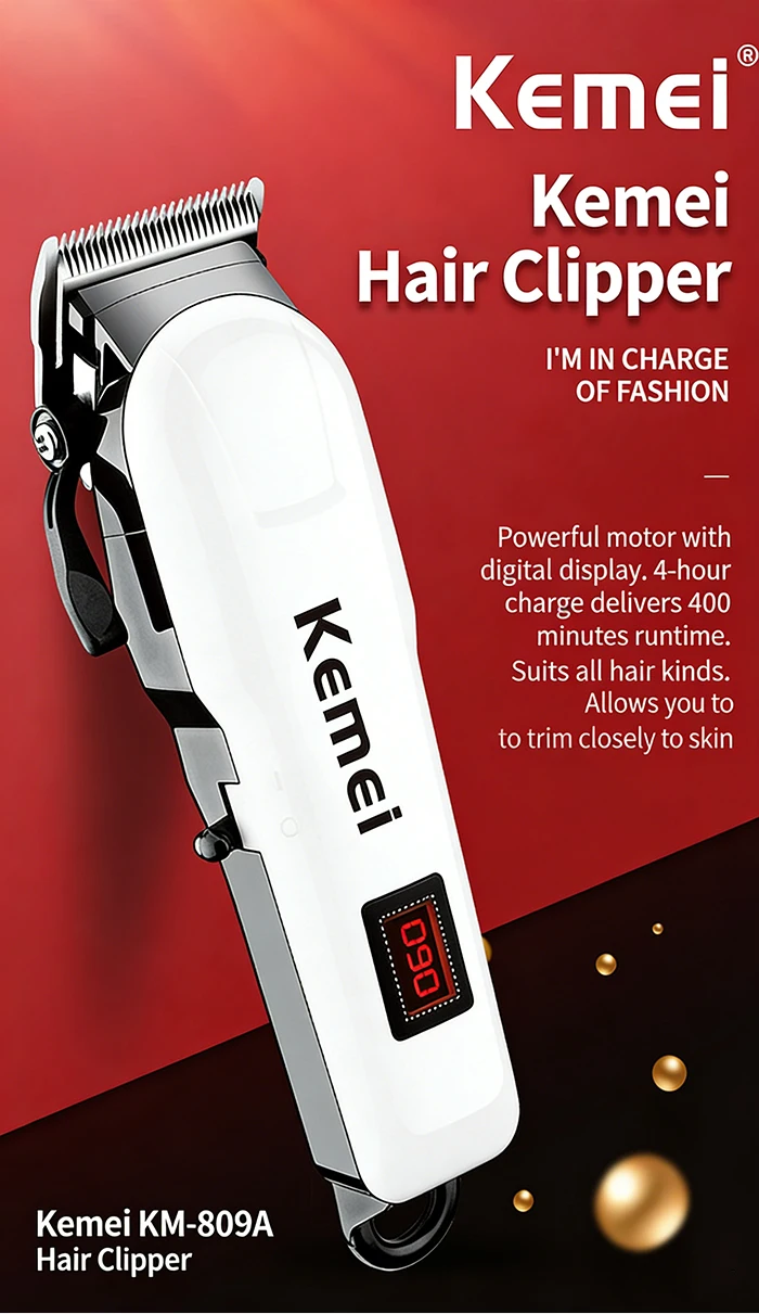 Kemei Hair Clipper Or Blade Hair Cut Maching Wireless Trimmer Men Professional Clipper Machine Rechargeable Hair Cut Barber 809A