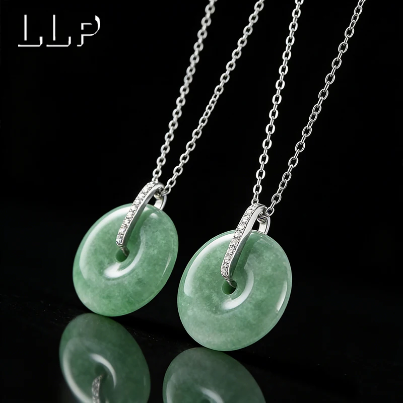 Natural Green Jadeite Peace Pendant With S925 Silver Clasp The Clasp Is Embedded And Suitable For Women To Wear