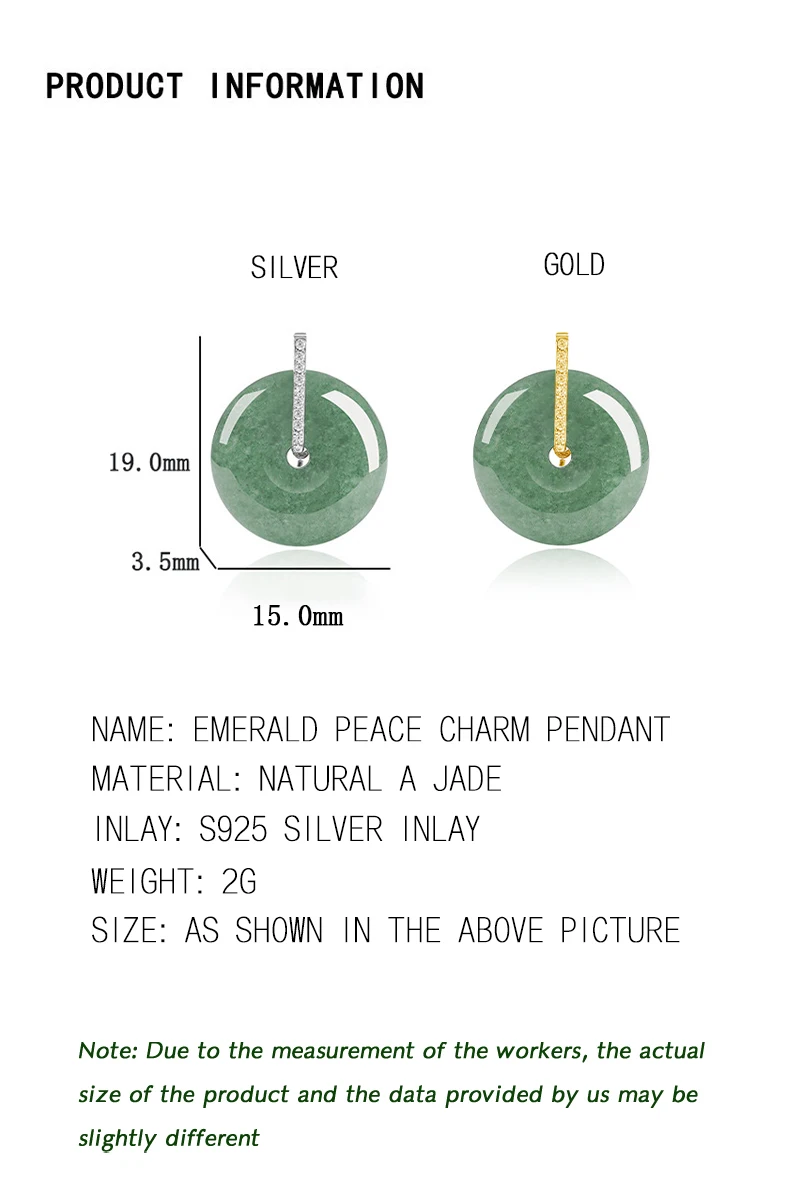 Natural Green Jadeite Peace Pendant With S925 Silver Clasp The Clasp Is Embedded And Suitable For Women To Wear