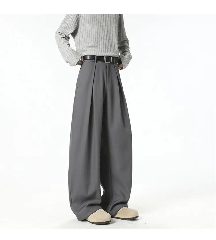 Streetwear Wide Leg Casual Pants Men Harajuku Curved Suit Pants Black Flared Long Trousers High-quality Breand Oversize Baggy