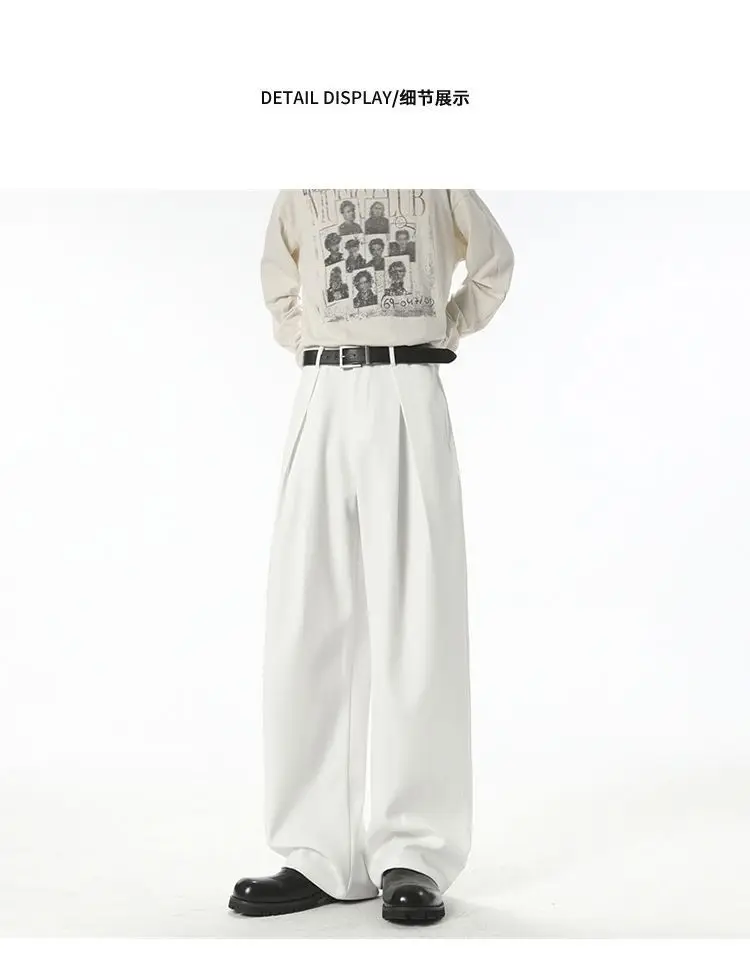Streetwear Wide Leg Casual Pants Men Harajuku Curved Suit Pants Black Flared Long Trousers High-quality Breand Oversize Baggy
