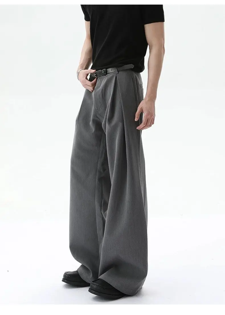 Streetwear Wide Leg Casual Pants Men Harajuku Curved Suit Pants Black Flared Long Trousers High-quality Breand Oversize Baggy