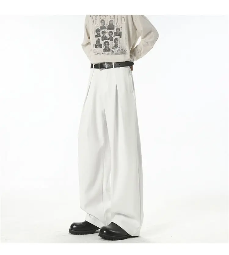 Streetwear Wide Leg Casual Pants Men Harajuku Curved Suit Pants Black Flared Long Trousers High-quality Breand Oversize Baggy