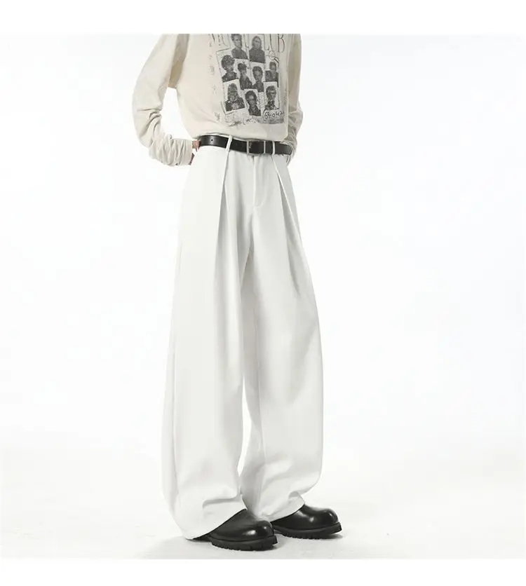 Streetwear Wide Leg Casual Pants Men Harajuku Curved Suit Pants Black Flared Long Trousers High-quality Breand Oversize Baggy