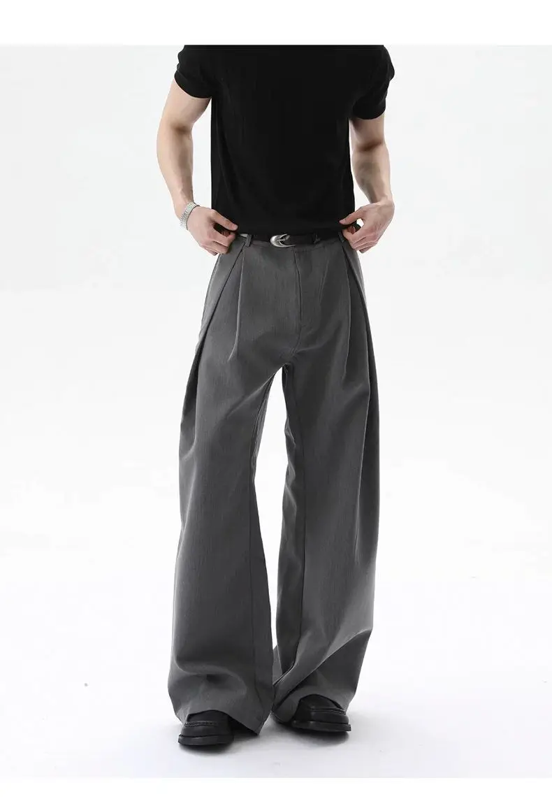 Streetwear Wide Leg Casual Pants Men Harajuku Curved Suit Pants Black Flared Long Trousers High-quality Breand Oversize Baggy