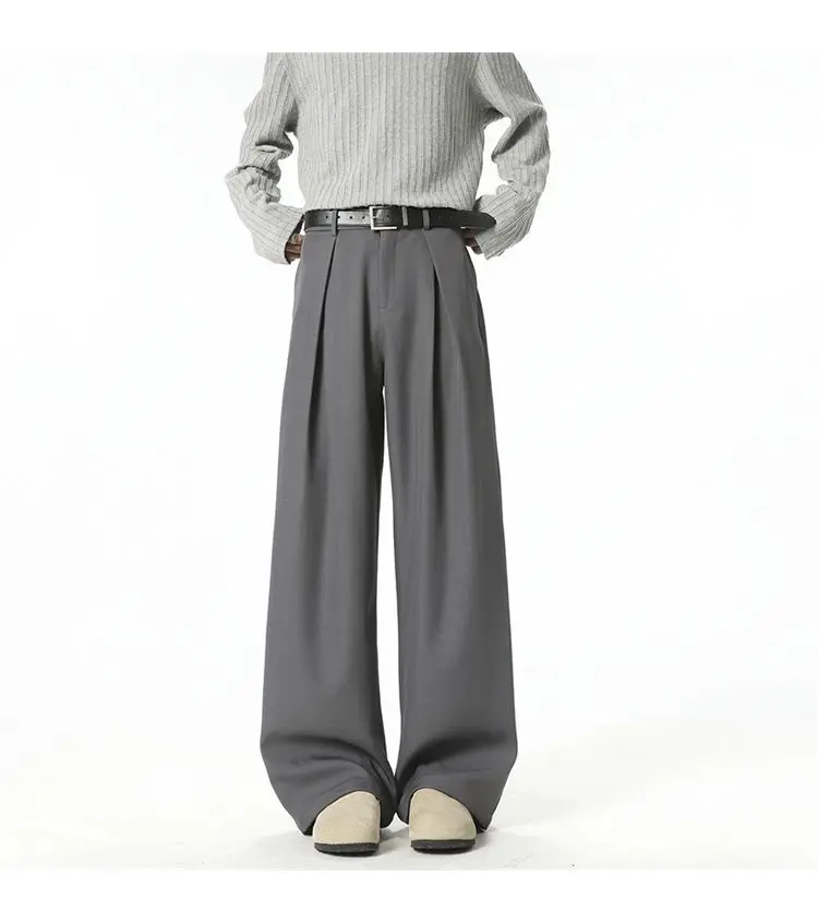 Streetwear Wide Leg Casual Pants Men Harajuku Curved Suit Pants Black Flared Long Trousers High-quality Breand Oversize Baggy