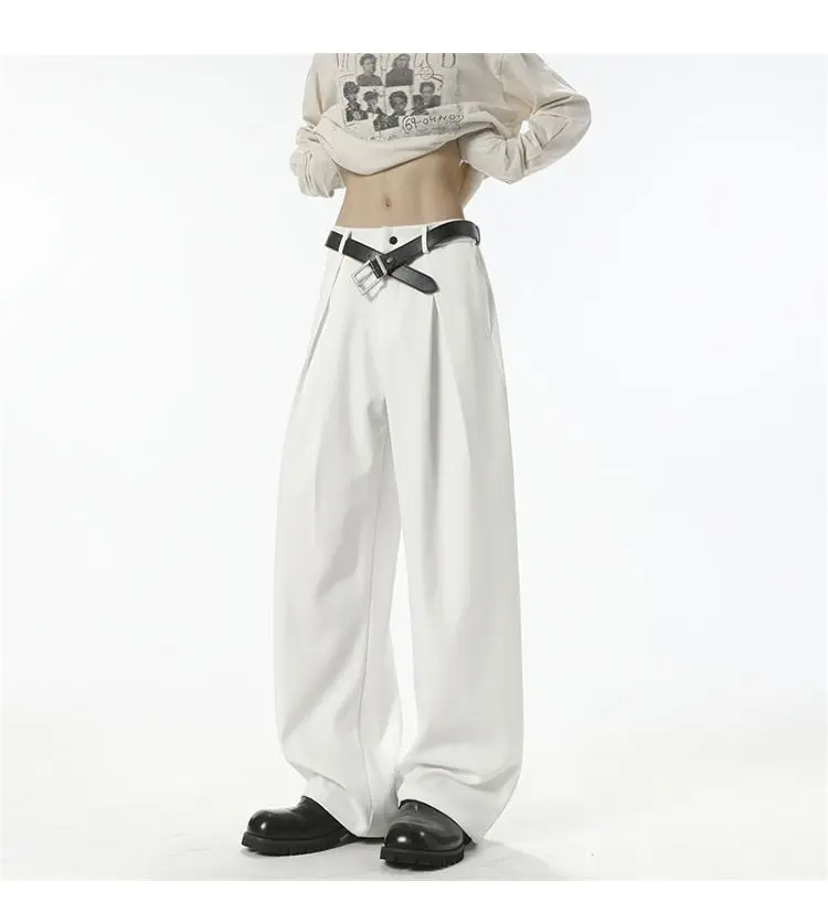 Streetwear Wide Leg Casual Pants Men Harajuku Curved Suit Pants Black Flared Long Trousers High-quality Breand Oversize Baggy