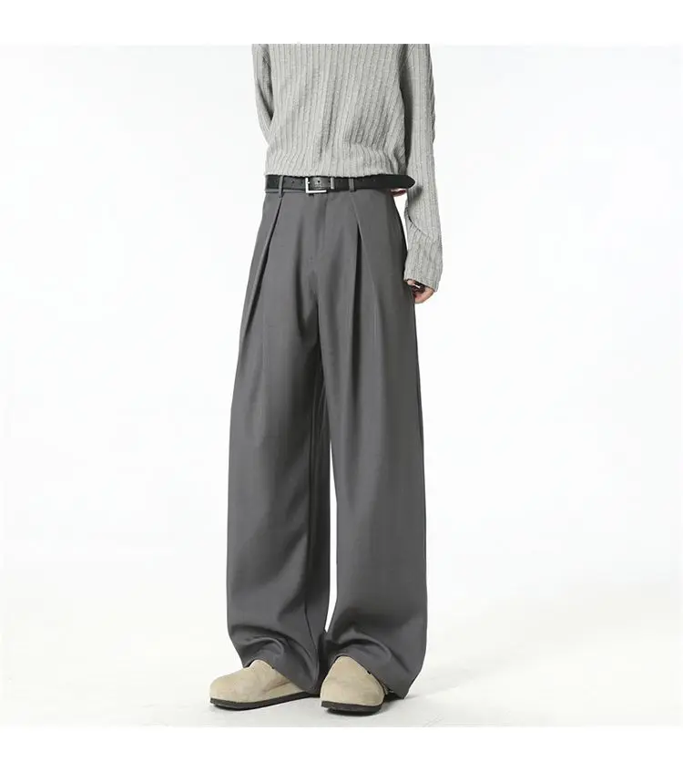 Streetwear Wide Leg Casual Pants Men Harajuku Curved Suit Pants Black Flared Long Trousers High-quality Breand Oversize Baggy