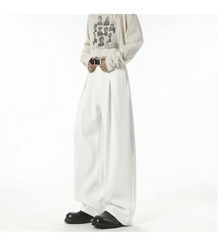 Streetwear Wide Leg Casual Pants Men Harajuku Curved Suit Pants Black Flared Long Trousers High-quality Breand Oversize Baggy