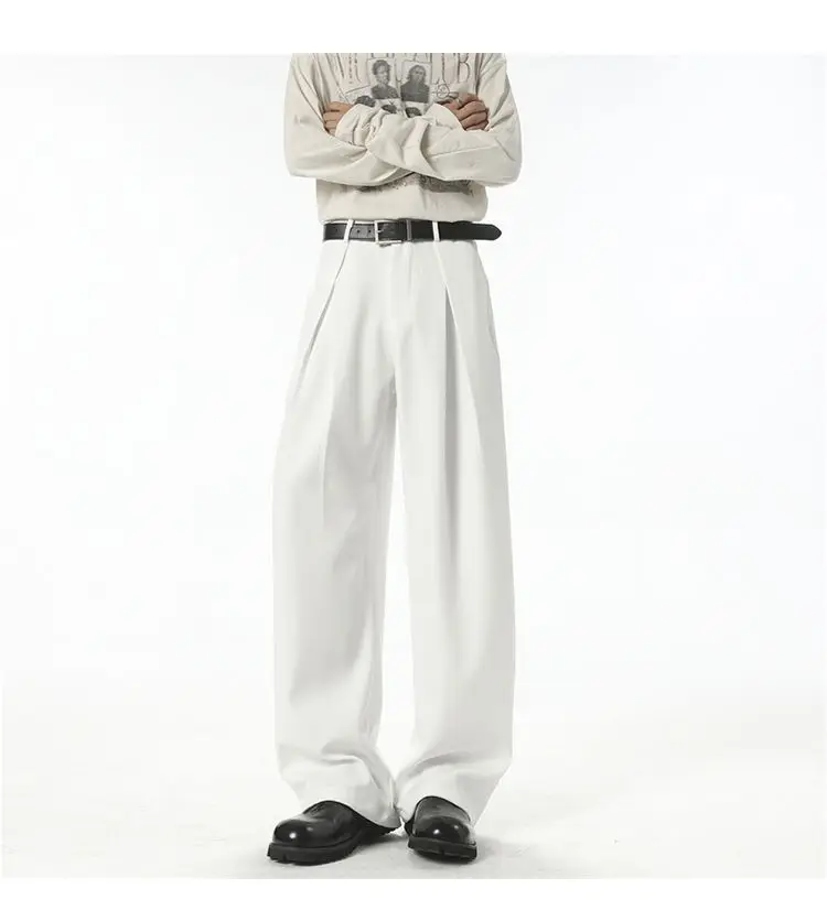 Streetwear Wide Leg Casual Pants Men Harajuku Curved Suit Pants Black Flared Long Trousers High-quality Breand Oversize Baggy