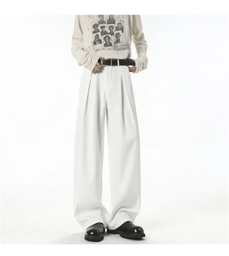 Streetwear Wide Leg Casual Pants Men Harajuku Curved Suit Pants Black Flared Long Trousers High-quality Breand Oversize Baggy