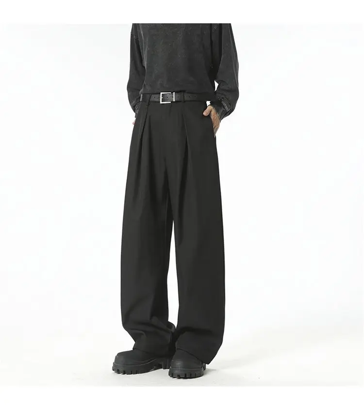 Streetwear Wide Leg Casual Pants Men Harajuku Curved Suit Pants Black Flared Long Trousers High-quality Breand Oversize Baggy