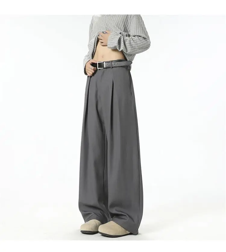 Streetwear Wide Leg Casual Pants Men Harajuku Curved Suit Pants Black Flared Long Trousers High-quality Breand Oversize Baggy