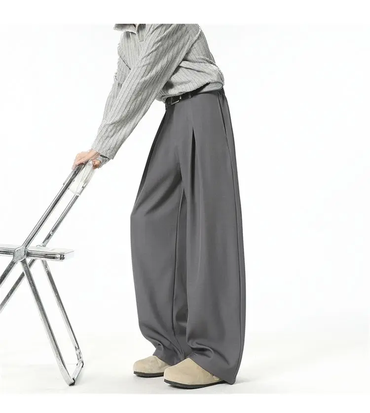 Streetwear Wide Leg Casual Pants Men Harajuku Curved Suit Pants Black Flared Long Trousers High-quality Breand Oversize Baggy