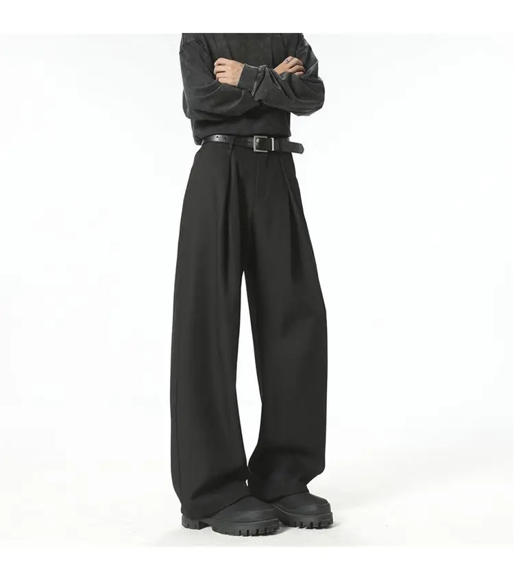 Streetwear Wide Leg Casual Pants Men Harajuku Curved Suit Pants Black Flared Long Trousers High-quality Breand Oversize Baggy