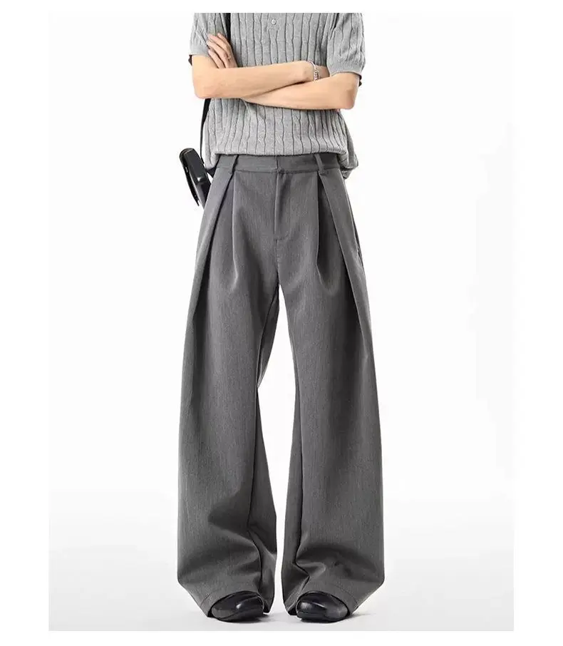 Streetwear Wide Leg Casual Pants Men Harajuku Curved Suit Pants Black Flared Long Trousers High-quality Breand Oversize Baggy