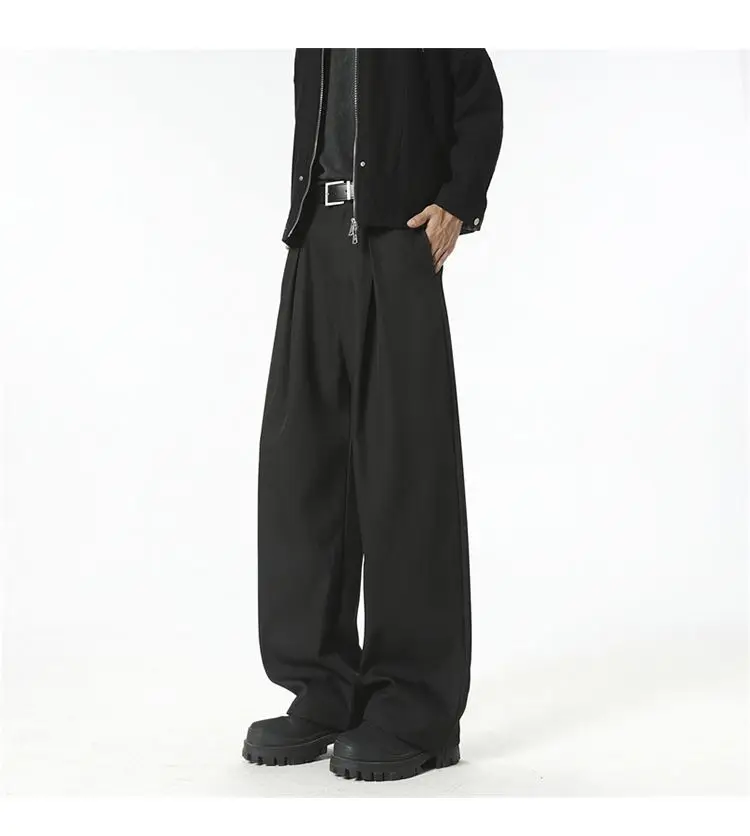 Streetwear Wide Leg Casual Pants Men Harajuku Curved Suit Pants Black Flared Long Trousers High-quality Breand Oversize Baggy