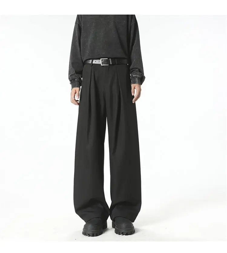 Streetwear Wide Leg Casual Pants Men Harajuku Curved Suit Pants Black Flared Long Trousers High-quality Breand Oversize Baggy