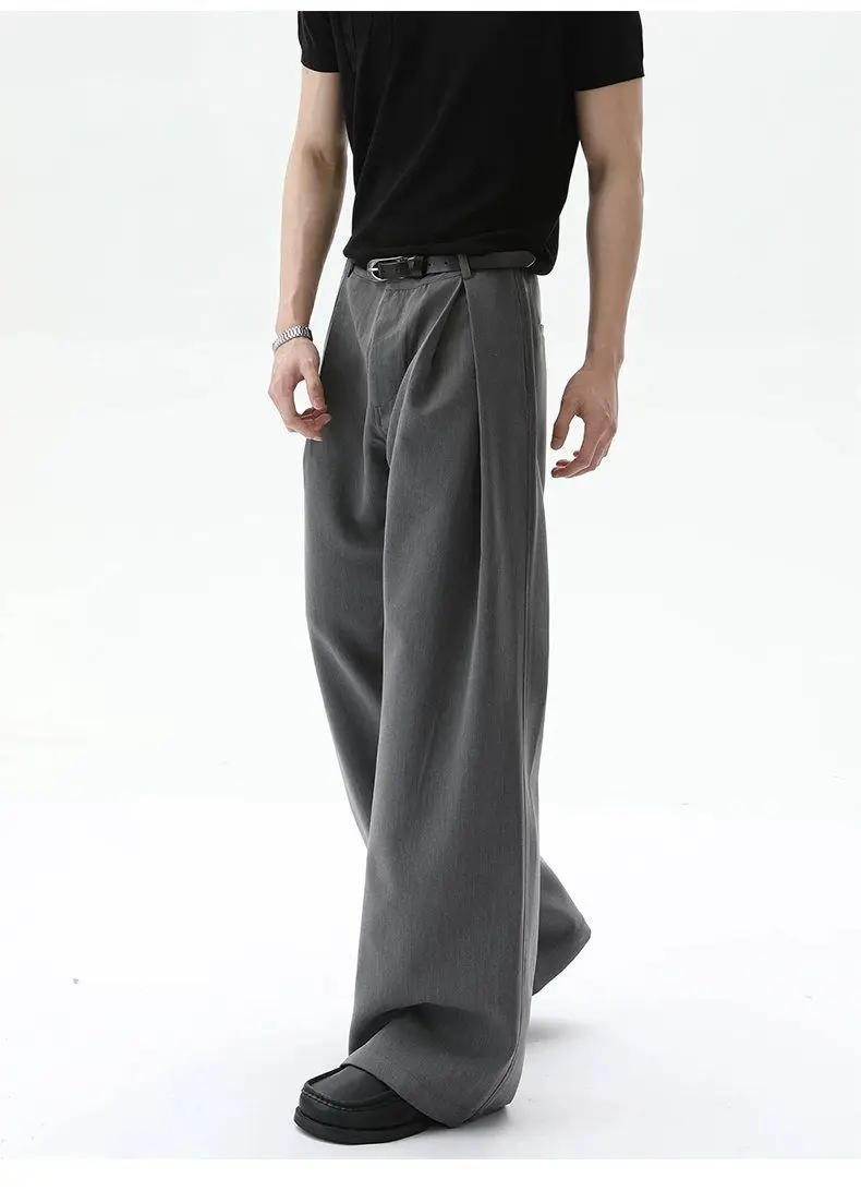 Streetwear Wide Leg Casual Pants Men Harajuku Curved Suit Pants Black Flared Long Trousers High-quality Breand Oversize Baggy