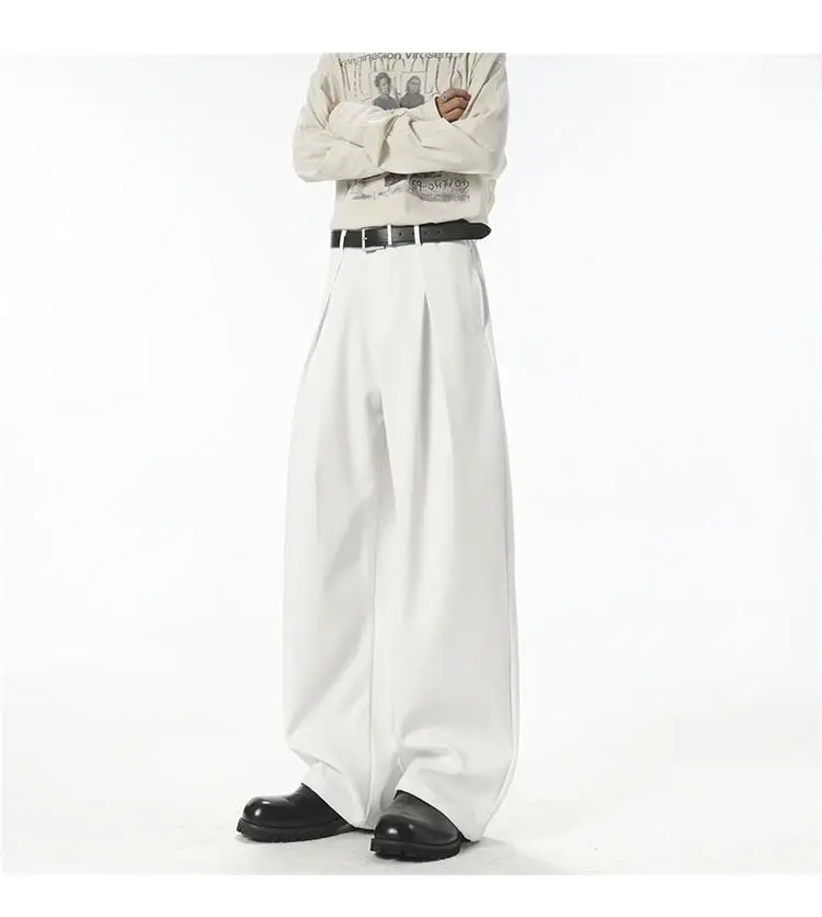 Streetwear Wide Leg Casual Pants Men Harajuku Curved Suit Pants Black Flared Long Trousers High-quality Breand Oversize Baggy