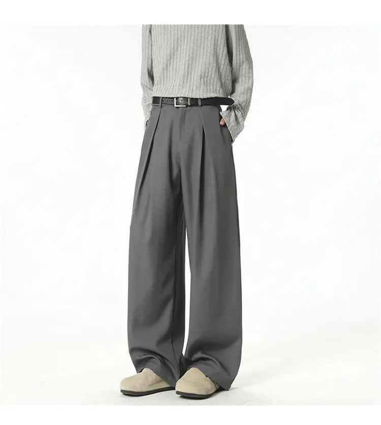 Streetwear Wide Leg Casual Pants Men Harajuku Curved Suit Pants Black Flared Long Trousers High-quality Breand Oversize Baggy