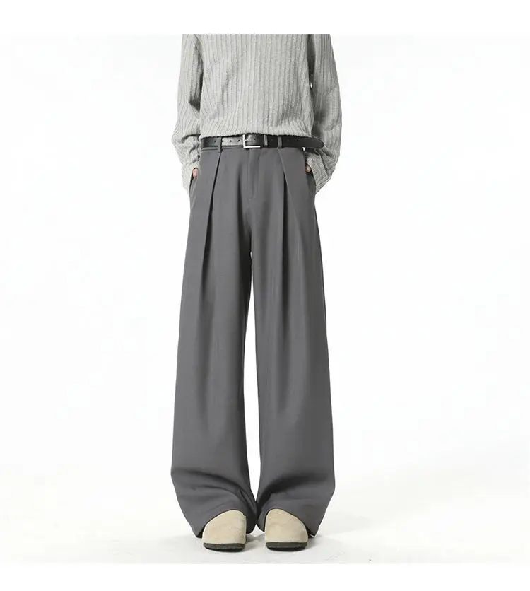 Streetwear Wide Leg Casual Pants Men Harajuku Curved Suit Pants Black Flared Long Trousers High-quality Breand Oversize Baggy