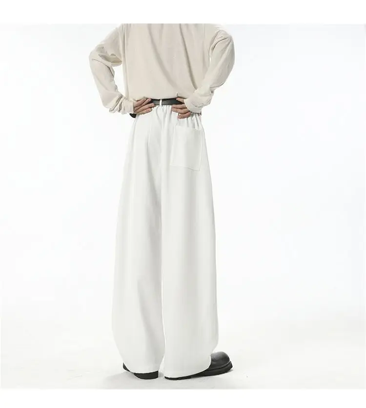 Streetwear Wide Leg Casual Pants Men Harajuku Curved Suit Pants Black Flared Long Trousers High-quality Breand Oversize Baggy