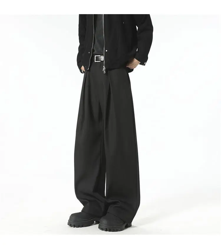 Streetwear Wide Leg Casual Pants Men Harajuku Curved Suit Pants Black Flared Long Trousers High-quality Breand Oversize Baggy