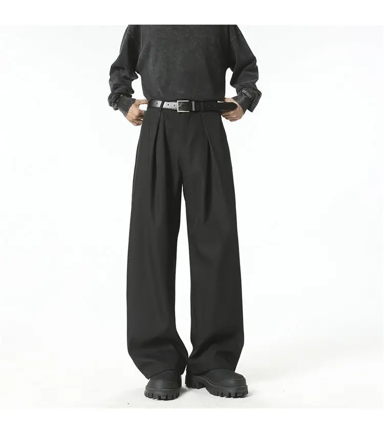 Streetwear Wide Leg Casual Pants Men Harajuku Curved Suit Pants Black Flared Long Trousers High-quality Breand Oversize Baggy