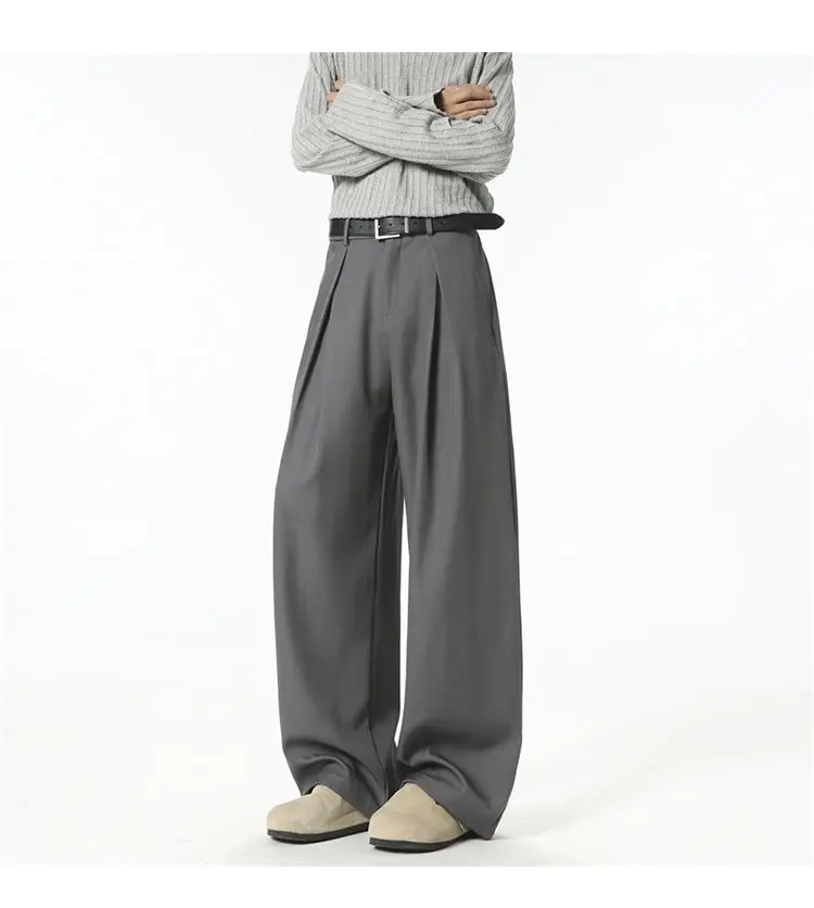 Streetwear Wide Leg Casual Pants Men Harajuku Curved Suit Pants Black Flared Long Trousers High-quality Breand Oversize Baggy
