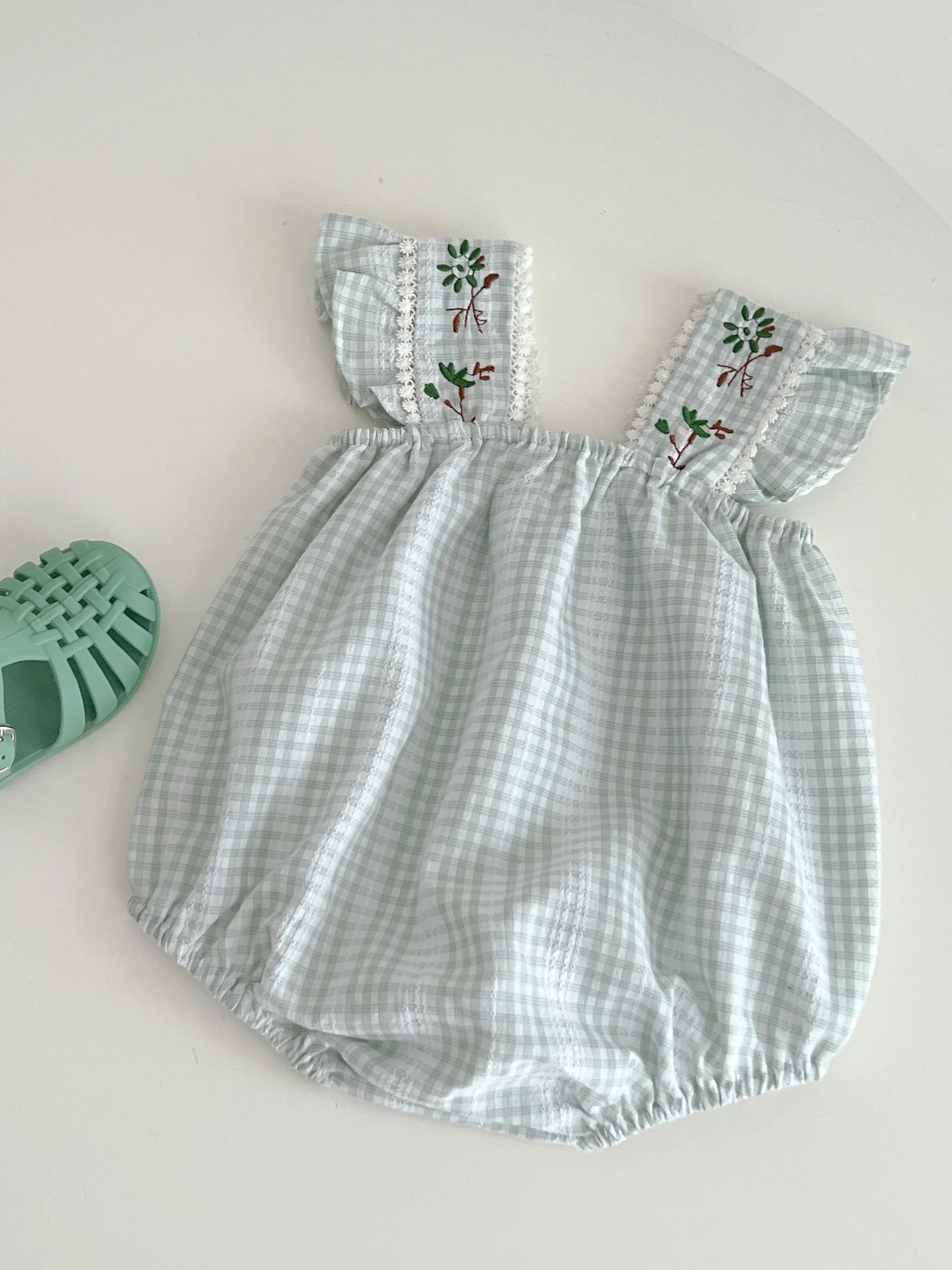Summer Korean-style Cute and Fashionable Wrap-around Romper for Baby Girls, Made of Natural and Breathable Fabric