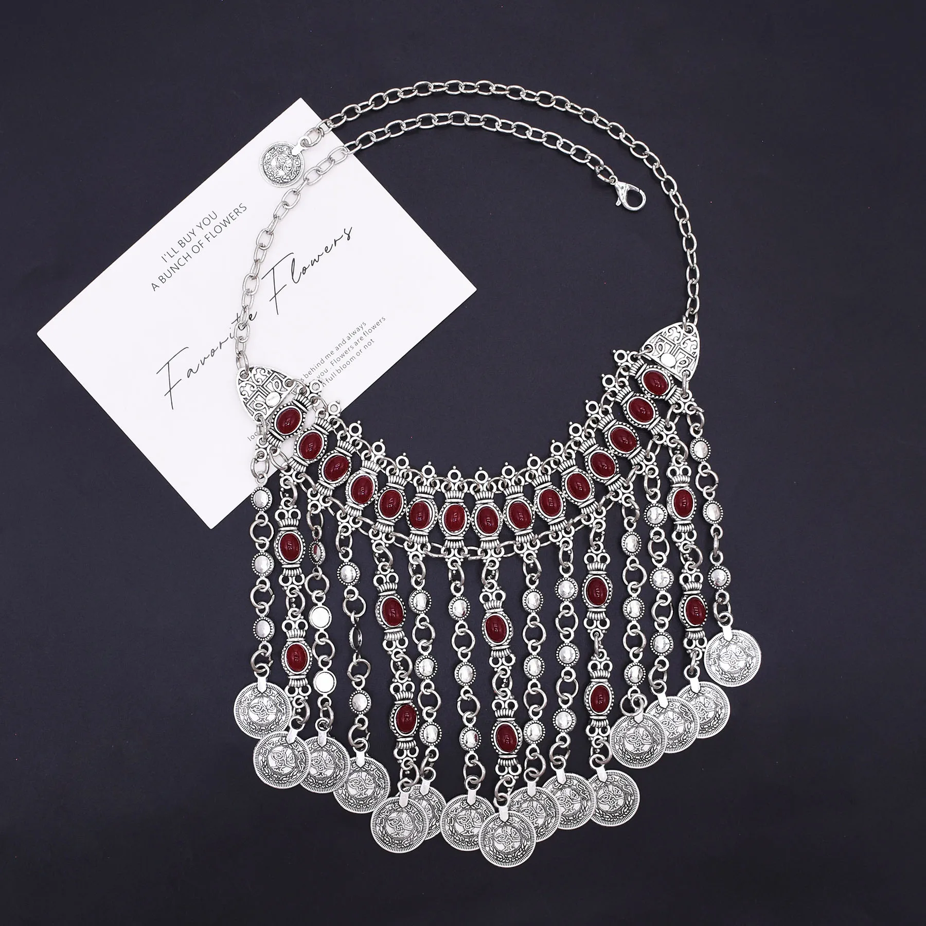 Vintage Coins Tassel Bib Necklace For Women Boho Gypsy Ethnic Trible Accessory Afghan Turkish Charms Female Exaggerate Jewelry