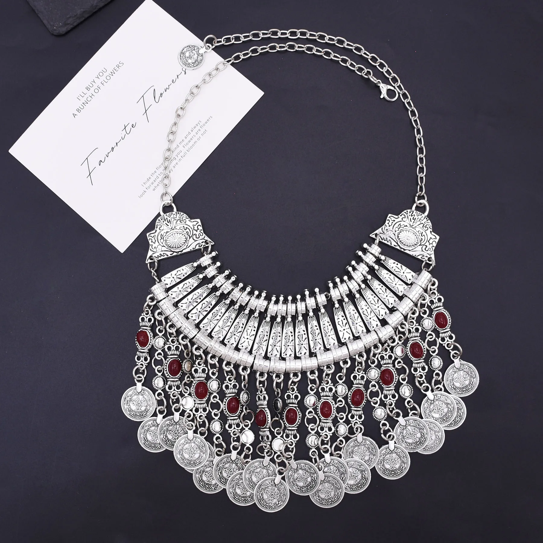 Vintage Coins Tassel Bib Necklace For Women Boho Gypsy Ethnic Trible Accessory Afghan Turkish Charms Female Exaggerate Jewelry