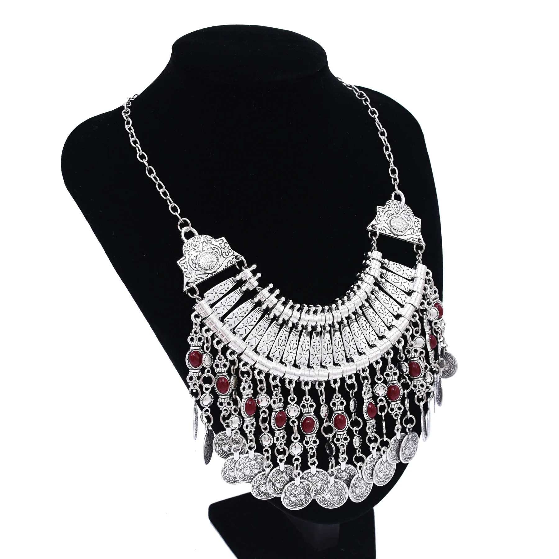 Vintage Coins Tassel Bib Necklace For Women Boho Gypsy Ethnic Trible Accessory Afghan Turkish Charms Female Exaggerate Jewelry