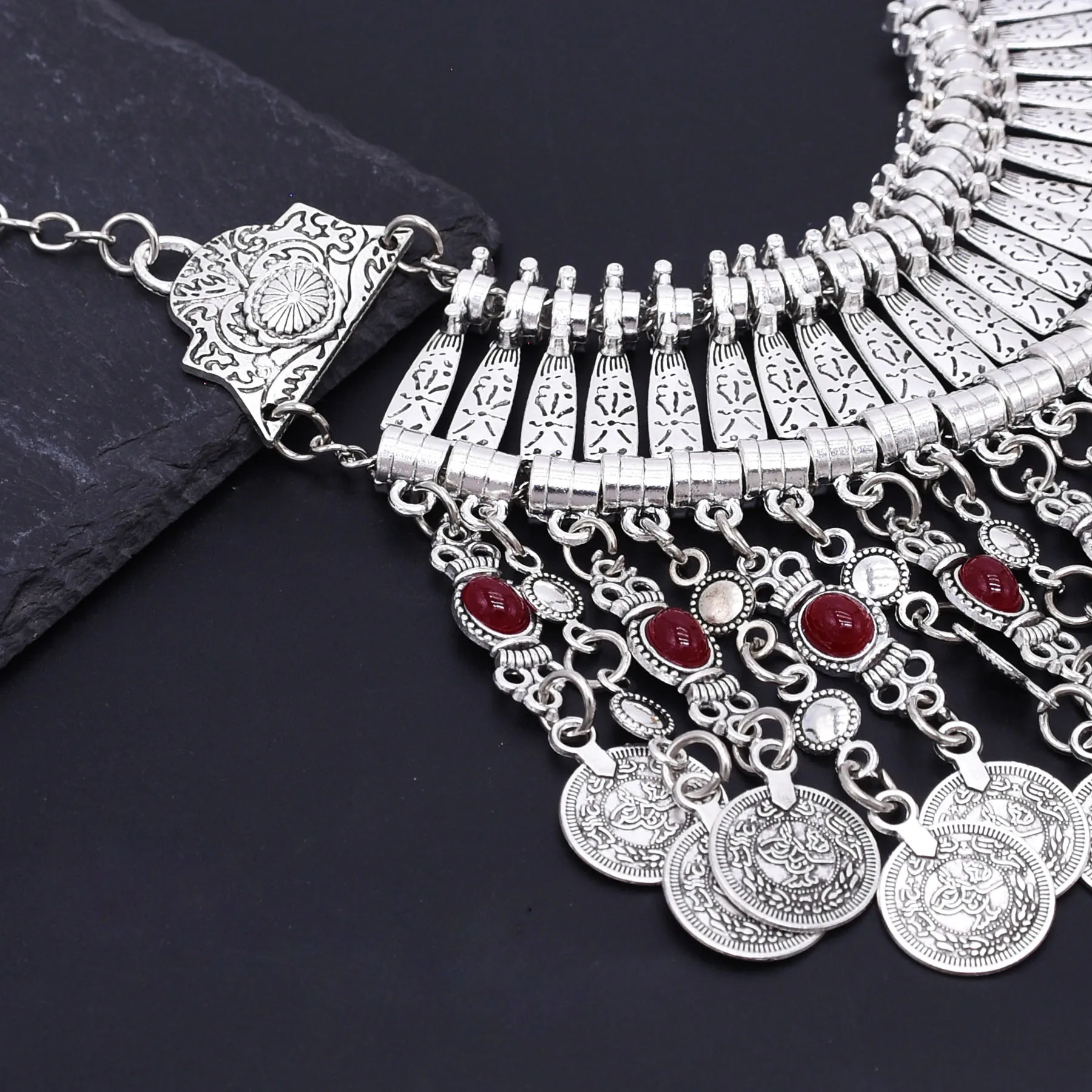 Vintage Coins Tassel Bib Necklace For Women Boho Gypsy Ethnic Trible Accessory Afghan Turkish Charms Female Exaggerate Jewelry