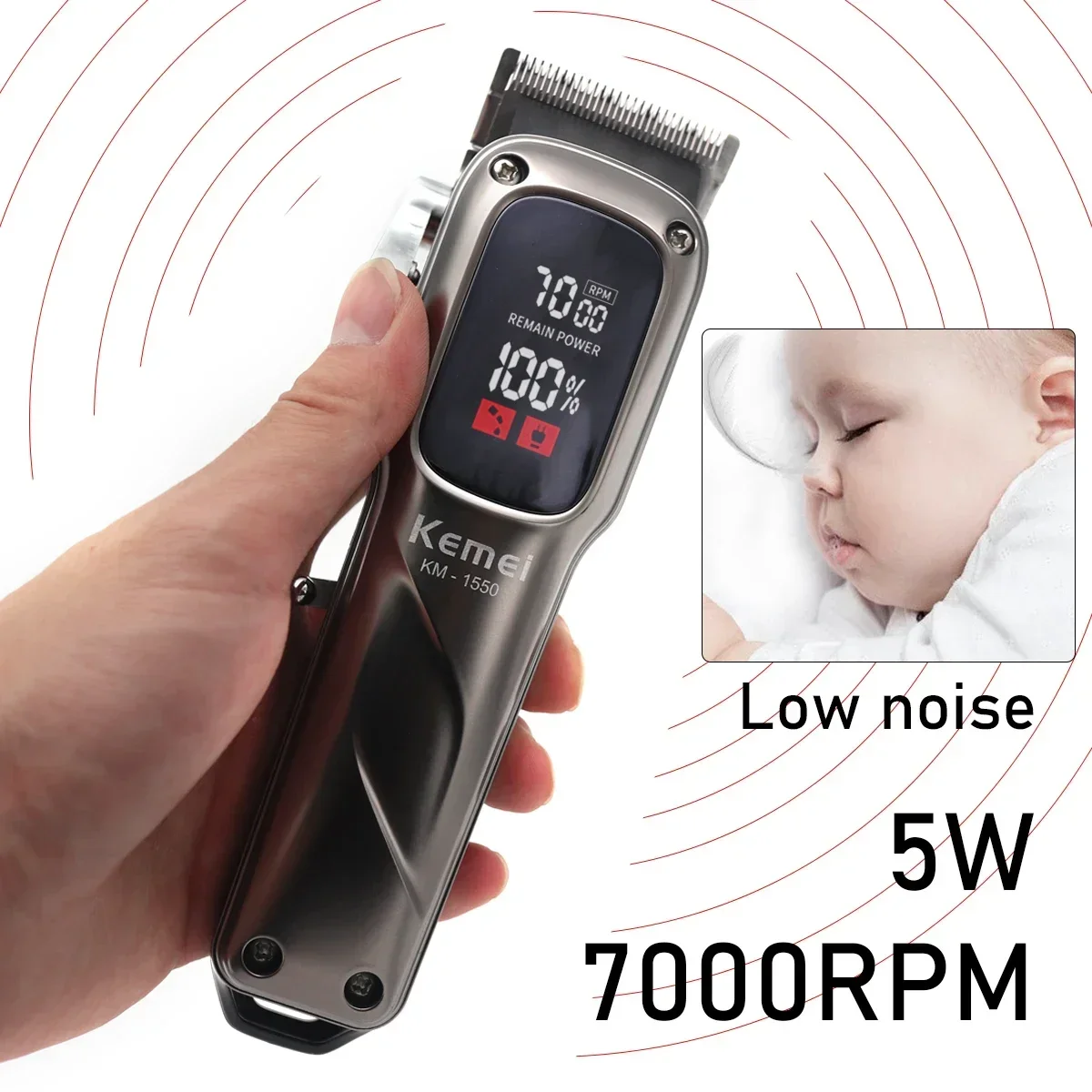Kemei Hair Clipper Km-1550 Design Hair Trimmer Professional Electric Carving Hair Salon Clipper for Commercial Clippers for Men