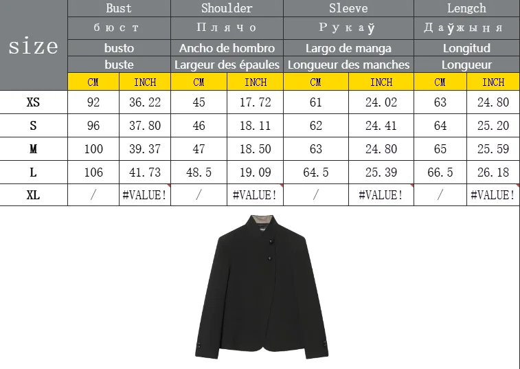 Women Elegant Button Blazer Coat Women Stand Collar Full Sleeve Black Suit Jackets Female Spring Commute Daily Outwear