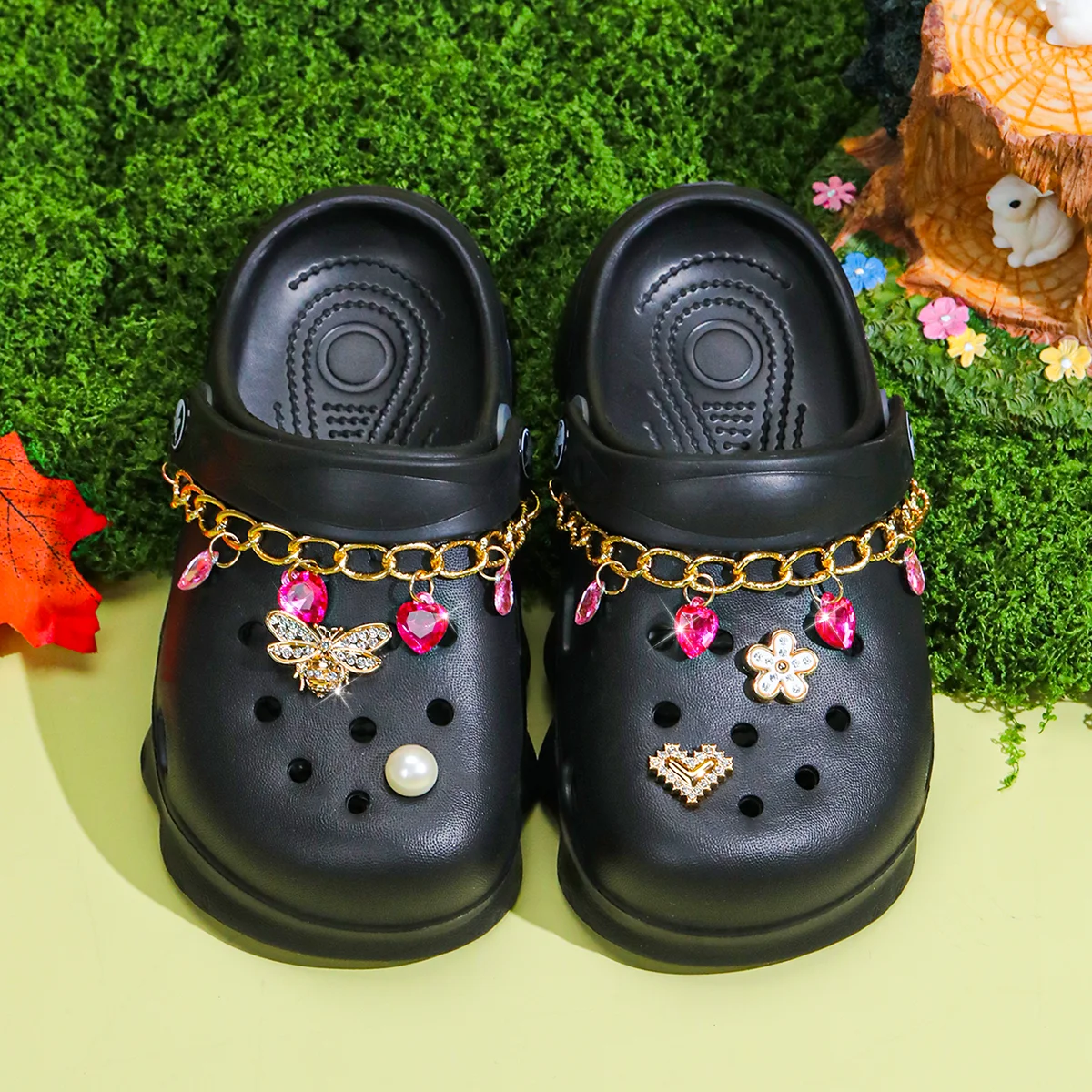 Kids' Glitter Clog, Lightweight EVA Garden Shoes, Waterproof Non-Slip Sandals, Comfortable Slip-On Shoes for Indoor Outdoor 1214