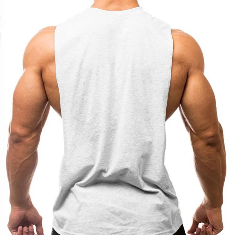 Summer Cotton Breathable Side Slits Tank Tops Mens Gym Fitness Vests Bodybuilding Muscle Sleeveless Singlets Workout Shirts