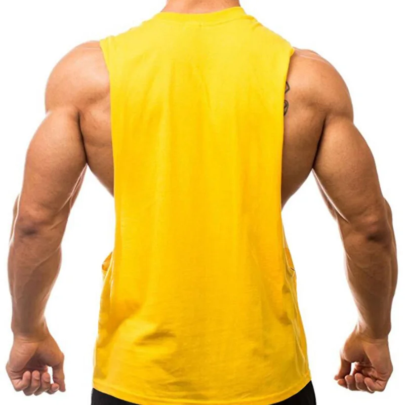 Summer Cotton Breathable Side Slits Tank Tops Mens Gym Fitness Vests Bodybuilding Muscle Sleeveless Singlets Workout Shirts