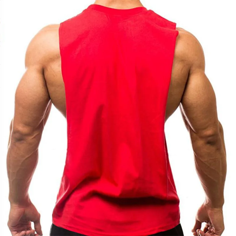 Summer Cotton Breathable Side Slits Tank Tops Mens Gym Fitness Vests Bodybuilding Muscle Sleeveless Singlets Workout Shirts