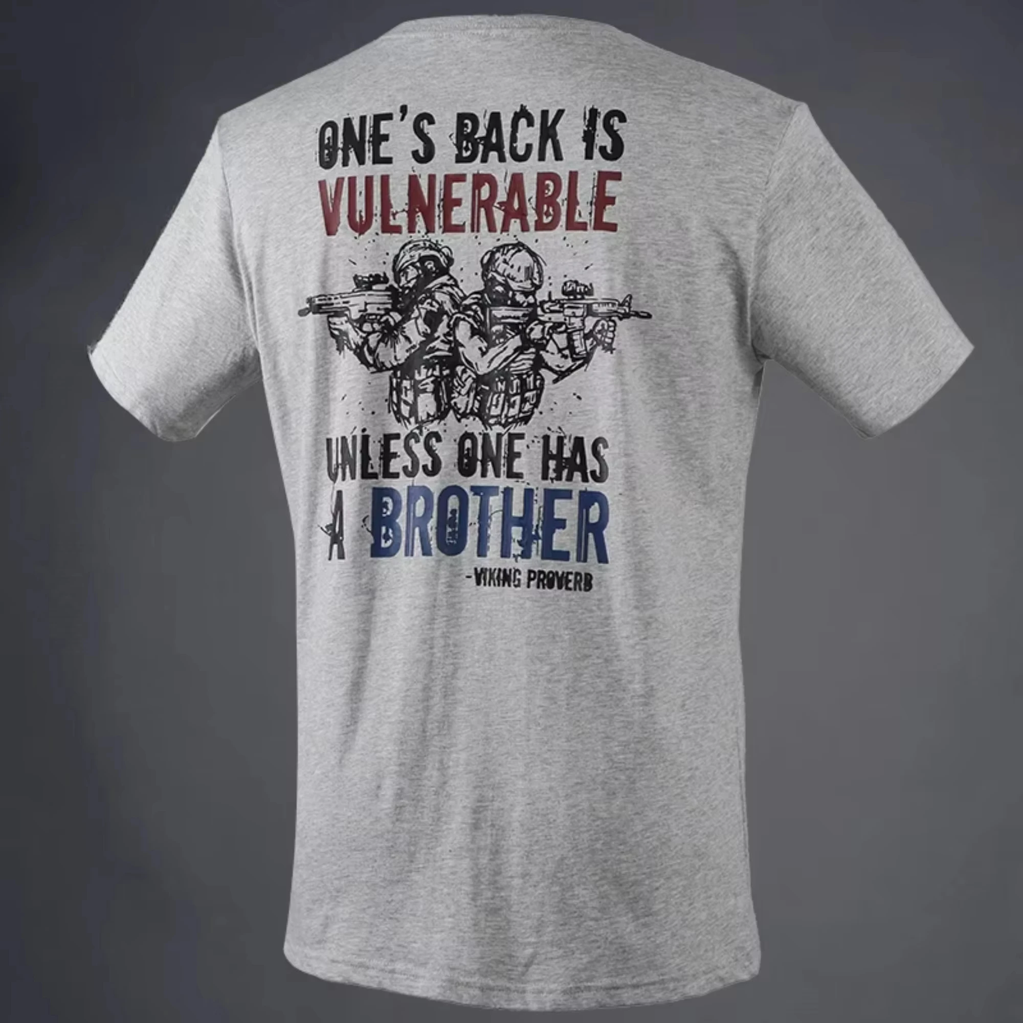 2026 new Viking Proverb Brother Soldier Graphic T-Shirt, Military Tactical Streetwear, 100% Cotton Oversized Tee for Men