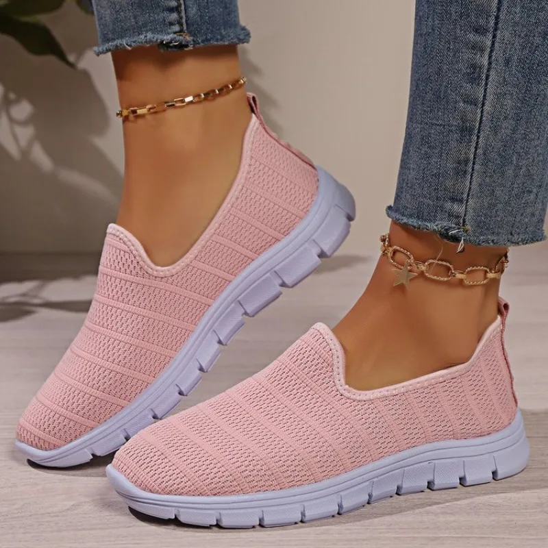 2026 Summer Sneakers Slip On Flat Shoe Women's Fashion Casual Loafers Walking Shoe Outdoor Mesh Soft Bottom Sports